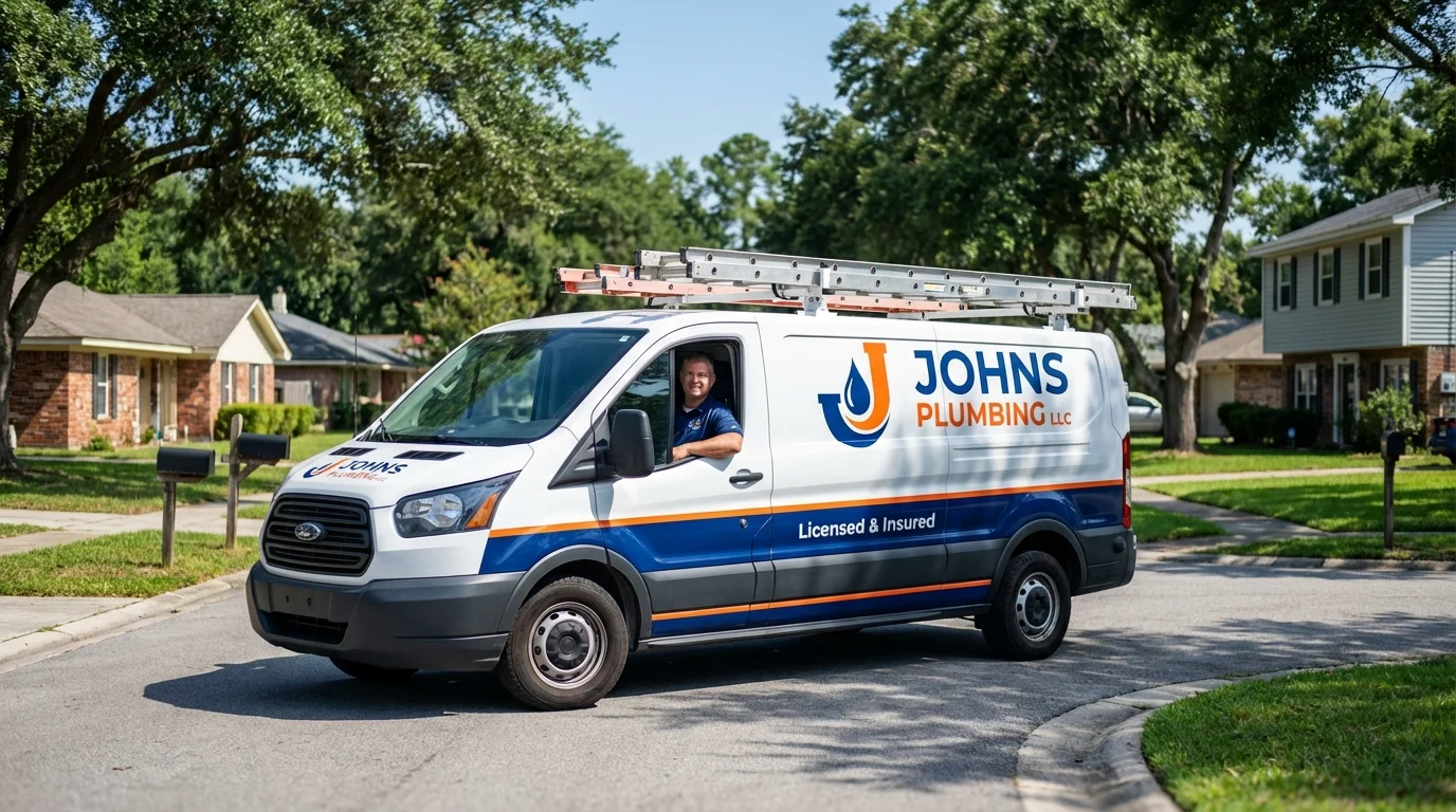 Johns Plumbing LLC service van in Wendell, NC