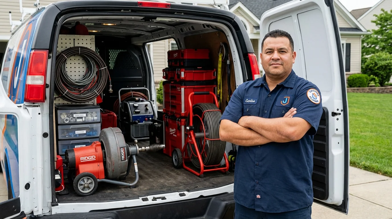 Professional drain cleaning equipment and Johns Plumbing LLC plumber in Wendell